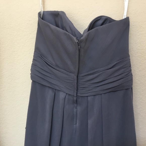 David’s Bridal Grey Strapless Chiffon Dress 12 - Picture 7 of 8